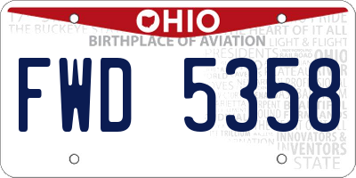 OH license plate FWD5358