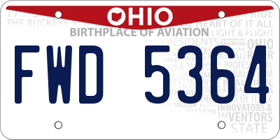 OH license plate FWD5364