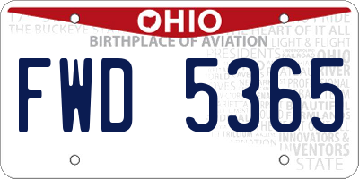 OH license plate FWD5365