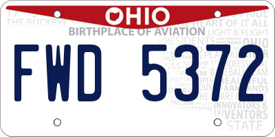 OH license plate FWD5372