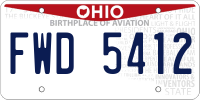 OH license plate FWD5412