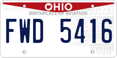 OH license plate FWD5416