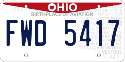 OH license plate FWD5417