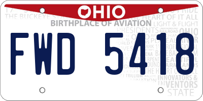 OH license plate FWD5418