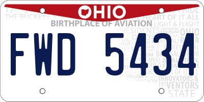 OH license plate FWD5434