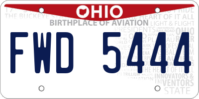 OH license plate FWD5444