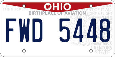 OH license plate FWD5448