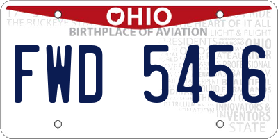 OH license plate FWD5456