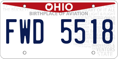OH license plate FWD5518