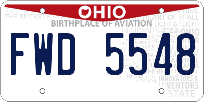 OH license plate FWD5548