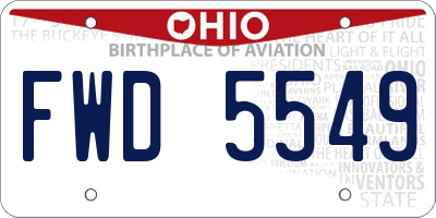 OH license plate FWD5549