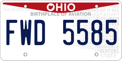 OH license plate FWD5585