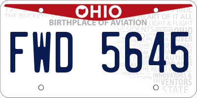 OH license plate FWD5645