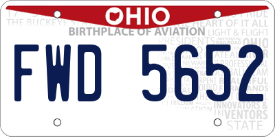 OH license plate FWD5652