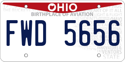 OH license plate FWD5656