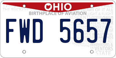 OH license plate FWD5657