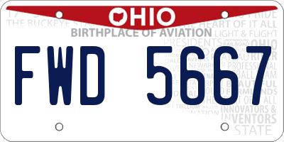 OH license plate FWD5667