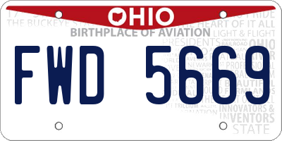 OH license plate FWD5669