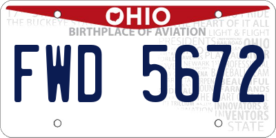 OH license plate FWD5672