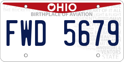 OH license plate FWD5679