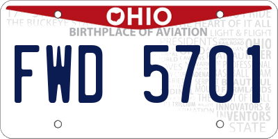 OH license plate FWD5701