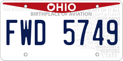 OH license plate FWD5749