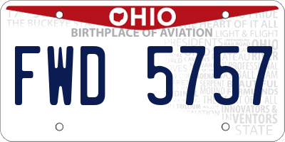 OH license plate FWD5757