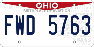 OH license plate FWD5763