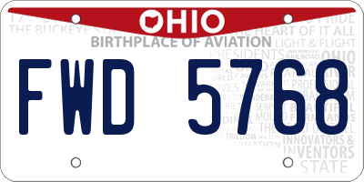 OH license plate FWD5768