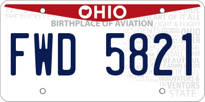 OH license plate FWD5821