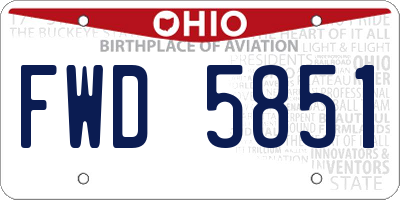 OH license plate FWD5851