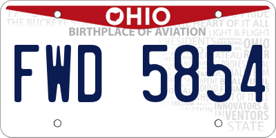 OH license plate FWD5854