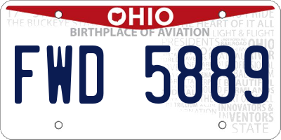 OH license plate FWD5889