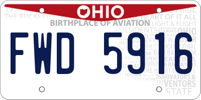 OH license plate FWD5916