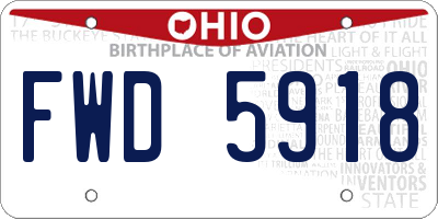 OH license plate FWD5918