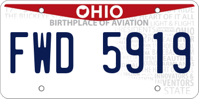 OH license plate FWD5919