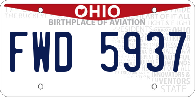 OH license plate FWD5937