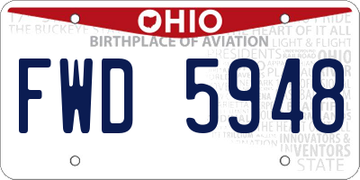 OH license plate FWD5948