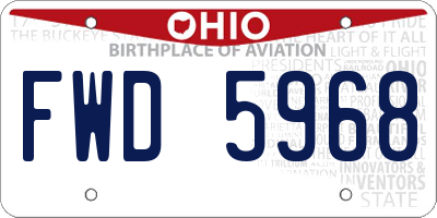 OH license plate FWD5968