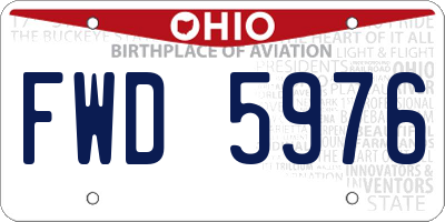 OH license plate FWD5976