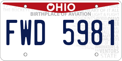 OH license plate FWD5981