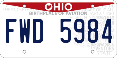 OH license plate FWD5984