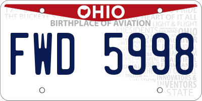 OH license plate FWD5998