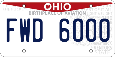 OH license plate FWD6000