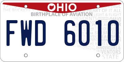 OH license plate FWD6010