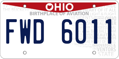 OH license plate FWD6011