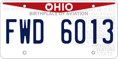 OH license plate FWD6013