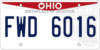 OH license plate FWD6016