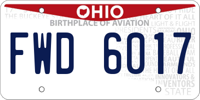 OH license plate FWD6017