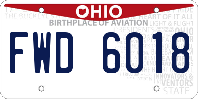 OH license plate FWD6018
